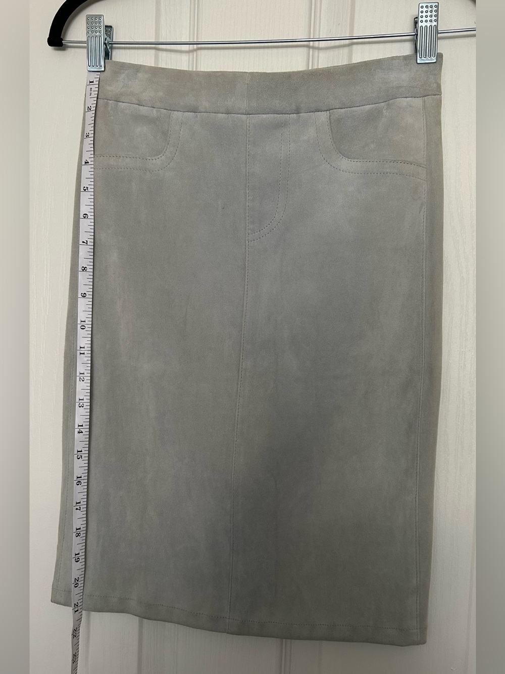 Classic ciel Suede Pencil Skirt Designer 100% lamb leather - Picture 3 of 7